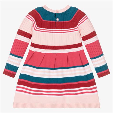 Emporio Armani Baby Girls Pink Striped Knitted Dress Childrensalon