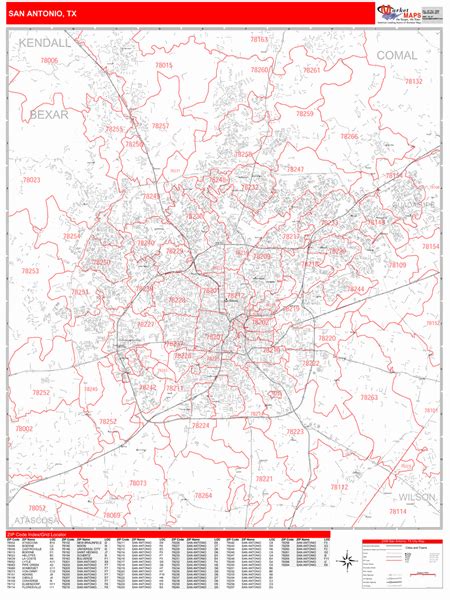 San Antonio Texas Zip Code Maps Red Line