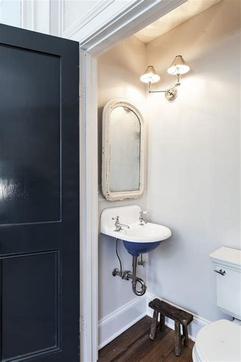 Tiny Vintage Powder Room With Wall Mount Sink Vintage Bathroom