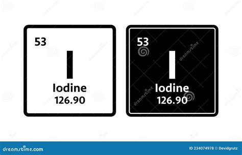 Iodine Symbol Chemical Element Of The Periodic Table Stock Vector