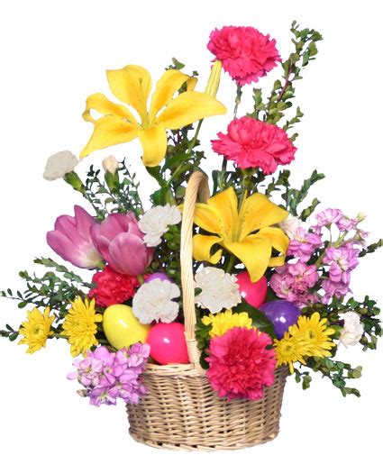 Egg Citing Easter Basket Of Fresh Flowers Basket Arrangements
