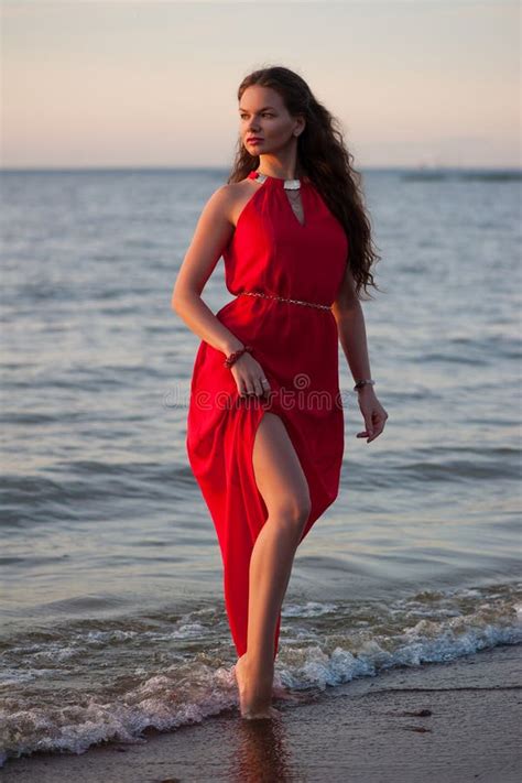 Beautiful Woman In Red Dress Stock Image Image Of Relax Gorgeous