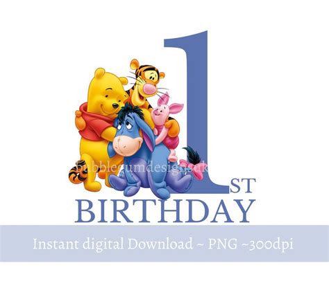 Winnie The Pooh And Friends Png Birthday Sublimation Design Etsy Uk