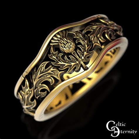 Scottish Gold Thistle Ring Thistle Wedding Band Gold Thistle Ring