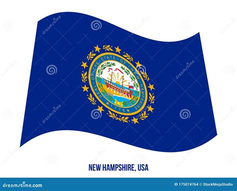 New Hampshire Flag Waving Vector Illustration On White Background Usa