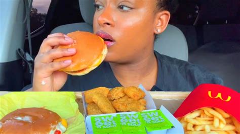 Asmr Mukbang Mcdonalds Cheeseburger Chicken Nugget Fries Real Eating Sound No Talking Eating