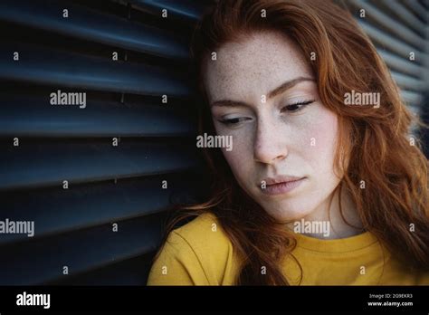 One Sad And Lonely Young Woman Portrait Stock Photo Alamy