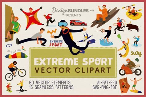 Extreme Sport Vector Clipart And Seamless Pattern
