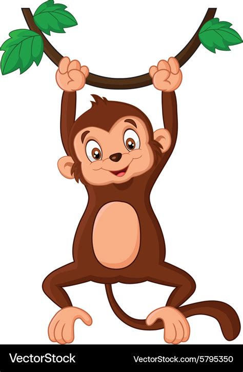 Cartoon Monkey Hanging In Tree Royalty Free Vector Image