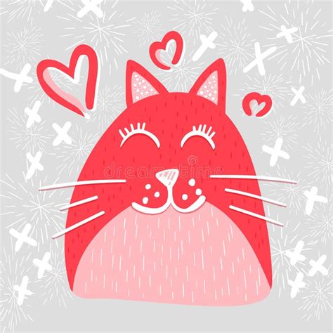 Cute Cat In Love Vector Flat Character Stock Vector Illustration Of