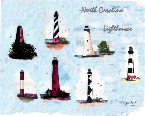 North Carolina Lighthouses Art Prints Canvas Printsthrow Etsy