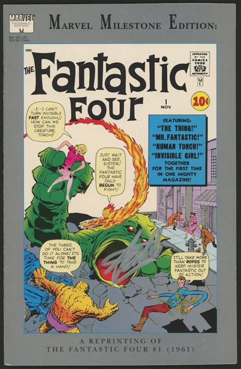 Stan Lee Signed 1991 Fantastic Four Issue 1 Reprint Marvel Milestone