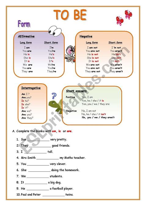 Verb To Be Online Exercise For Elemental Verb To Be Worksheet Free