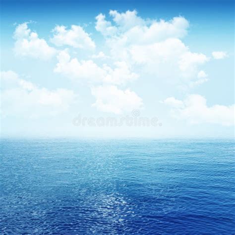Blue Sea Or Ocean Water Surface With Horizon And Sky Stock Image