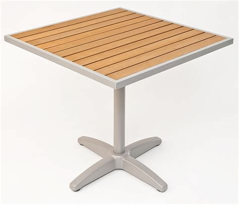 square synthetic teak outdoor table top silver