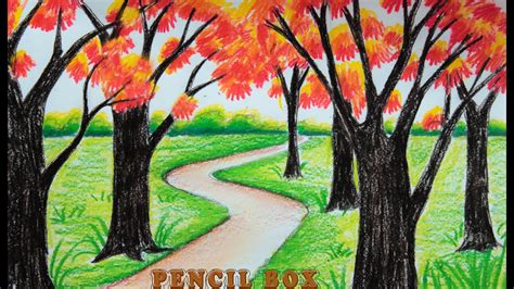 Autumn Season Beautiful Scenery Drawing Ii শরৎ কালের দৃশ্য I Pencil Box