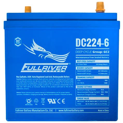 Fullriver Dc224 6 6 Volt Deep Cycle Agm Battery Royal Battery Sales