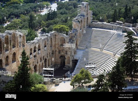 Odeon Of Herodes Atticus A Stone Theatre Located On The Southwest Slope