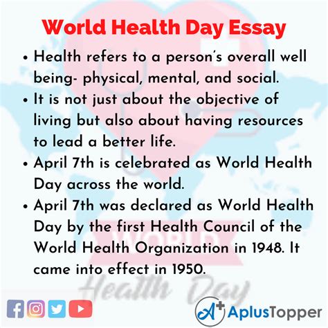 World Health Day Essay Essay On World Health Day For Students And