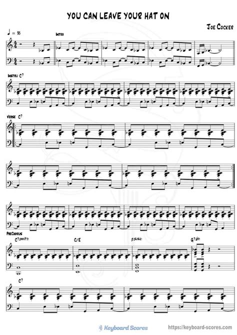 You Can Leave Your Hat On Joe Cocker Score For Piano Music Sheet