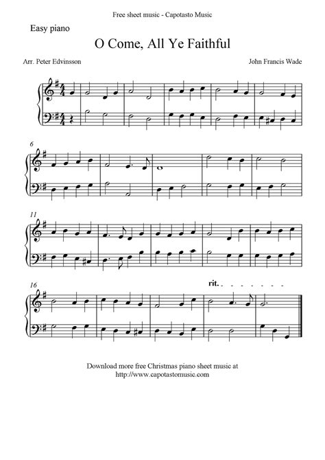 Free Christmas Piano Sheet Music For Beginners Printable Printable
