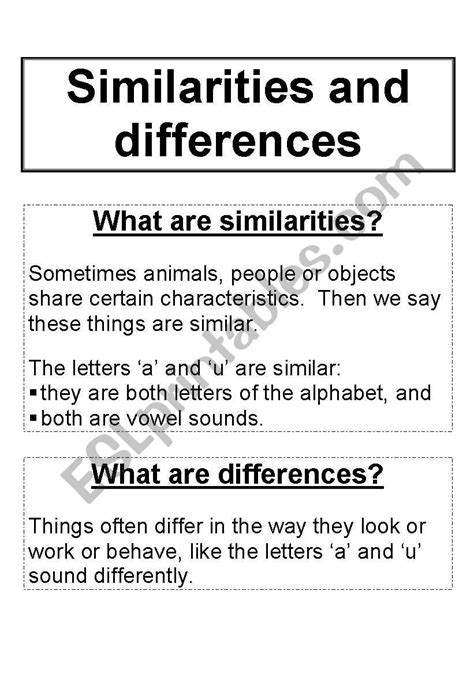 Identifying Similarities And Differences Activities