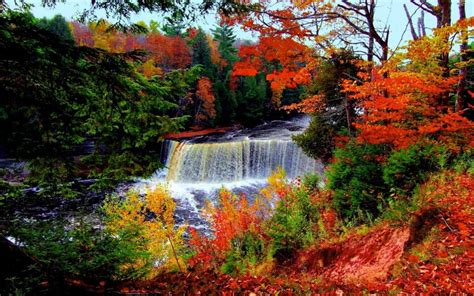 Autumn River Falls Wallpaper Nature And Landscape Wallpaper Better