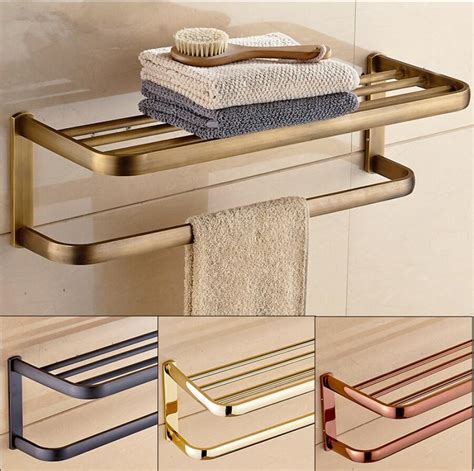 High Quality 60 Cm Goldantique Bronze Fixed Bath Towel Holder Wall