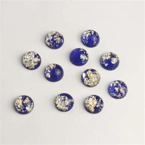 100pcspack 12mm Resin Smooth Flat Gold Foil Button Beads Diy Jewelry