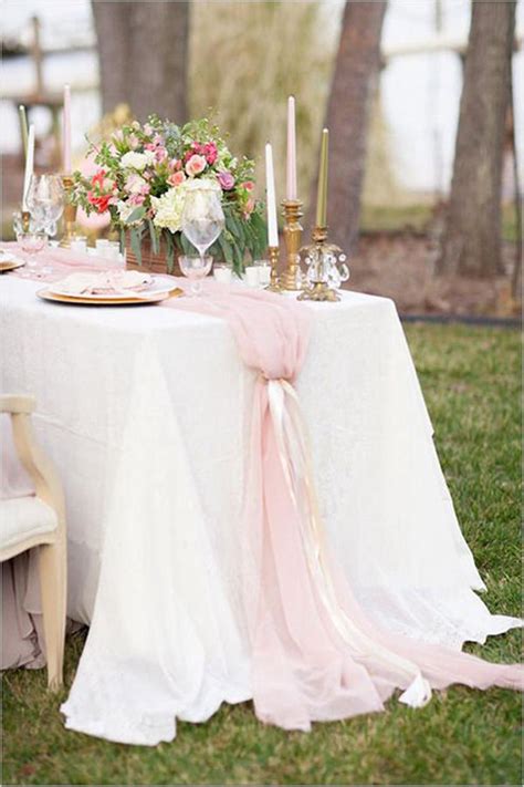 Romantic Chiffon Table Runner Blush Pink Tablecloth Décor Etsy