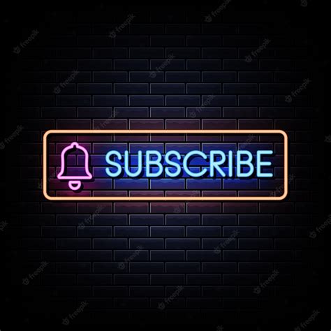 Premium Vector Neon Subscribe Button Bright Glowing Subscribe Button
