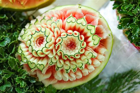 Premium Photo Fruit And Vegetable Carvings Display Thai Fruit Carving
