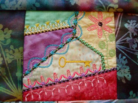 Crazy quilt embroidered quilt block machine embroidered crazy | Etsy | Embroidered quilts, Crazy 