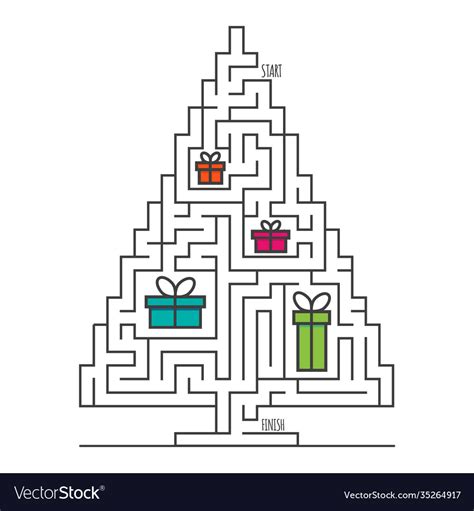 Christmas Tree Maze Labyrinth Game For Kids Vector Image