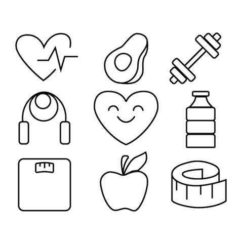 Premium Vector A Set Of Icons For A Healthy Lifestyle