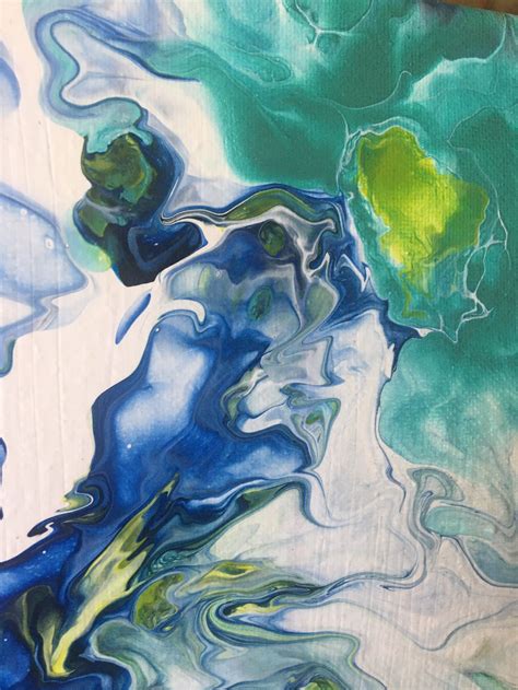 Acrylic Dirty Pour Painting Blue And Green Ruffled Feathers Etsy