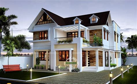 Sloped Roof Bunglow Elevation Designs 2 Kerala House Design New