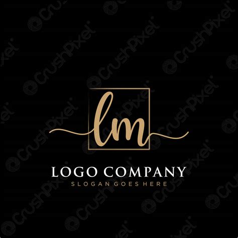 Lm Initial Handwriting Logo With Rectangle Template Vector Stock