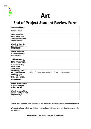 Art End Of Project Student Feedback Form Teaching Resources