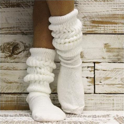 Super Thick Cotton White Lace Slouch Socks Women Hooter S Etsy