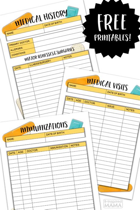 Select from varieties for private use, medical diaries and journals health record tracker for adults printable medical form, free to download and print. Kids Medical History Form Printables - for Back to School Prep