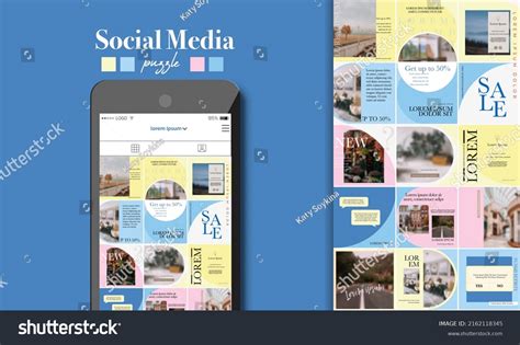 Social Media Puzzle Template Pack Creature Stock Vector (Royalty Free