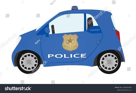 Blue Police Car Vector Illustration Stock Vector Royalty Free