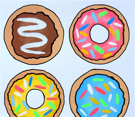 Donuts 3 Pop Art Painting On A4 Paper Acrylic Painting By Ian Viggars