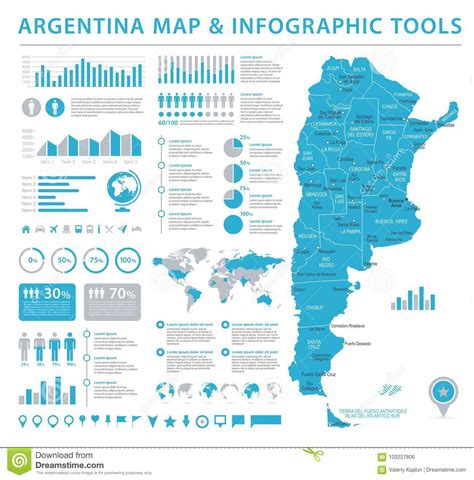 Argentina Info Graphic Map Vector Illustration Stock Illustration