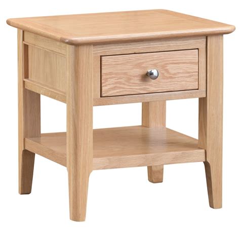 Scandia Light Oak Lamp Table With Drawer