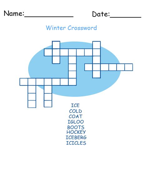 Winter Crossword Printable Games