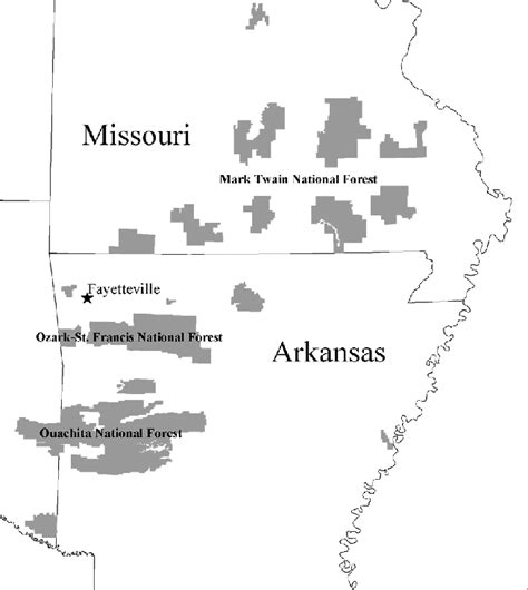 Map Of The Interior Highlands In Missouri Arkansas And