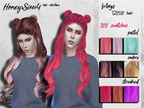 Female Hair Retexture Wings Tz0518 By Honeyssims4 At Tsr Sims 4 Updates