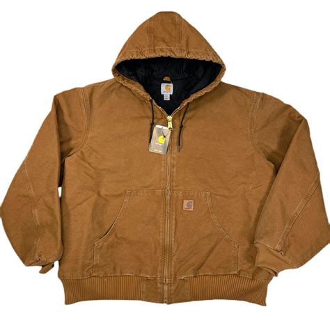 Carhartt J130 Brown Hoodie Work Wear Jacket • Size Depop